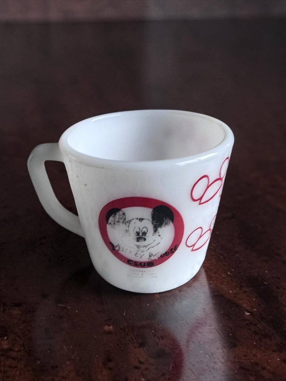 Vintage Disney Mickey Mouse Club Westfield Milk Glass Mug Red Black White